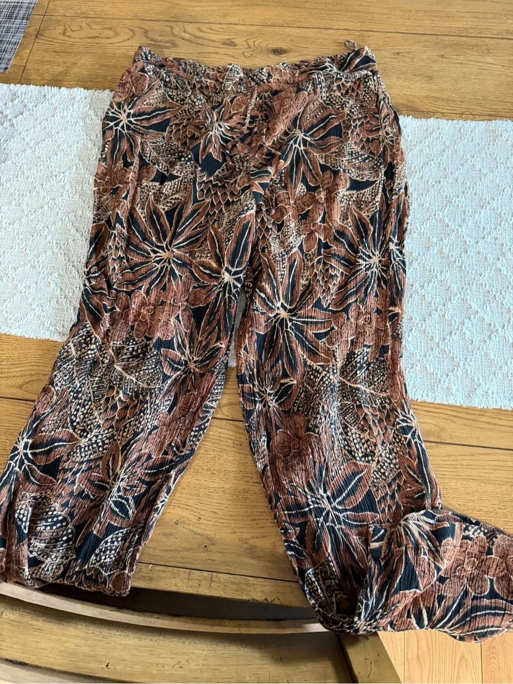Women's Brown Floral Wide-Leg Trousers